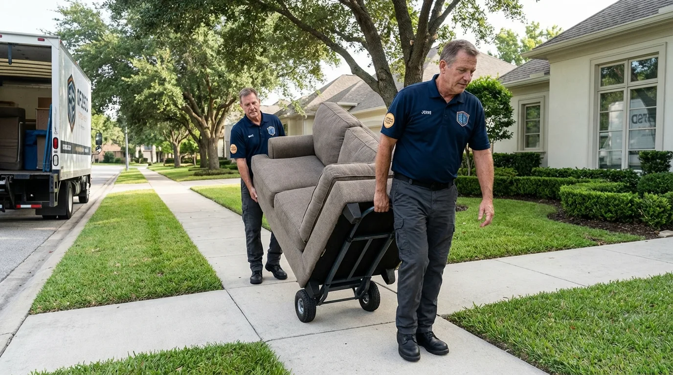 Local residential moving crew loading furniture in Sumner, IL