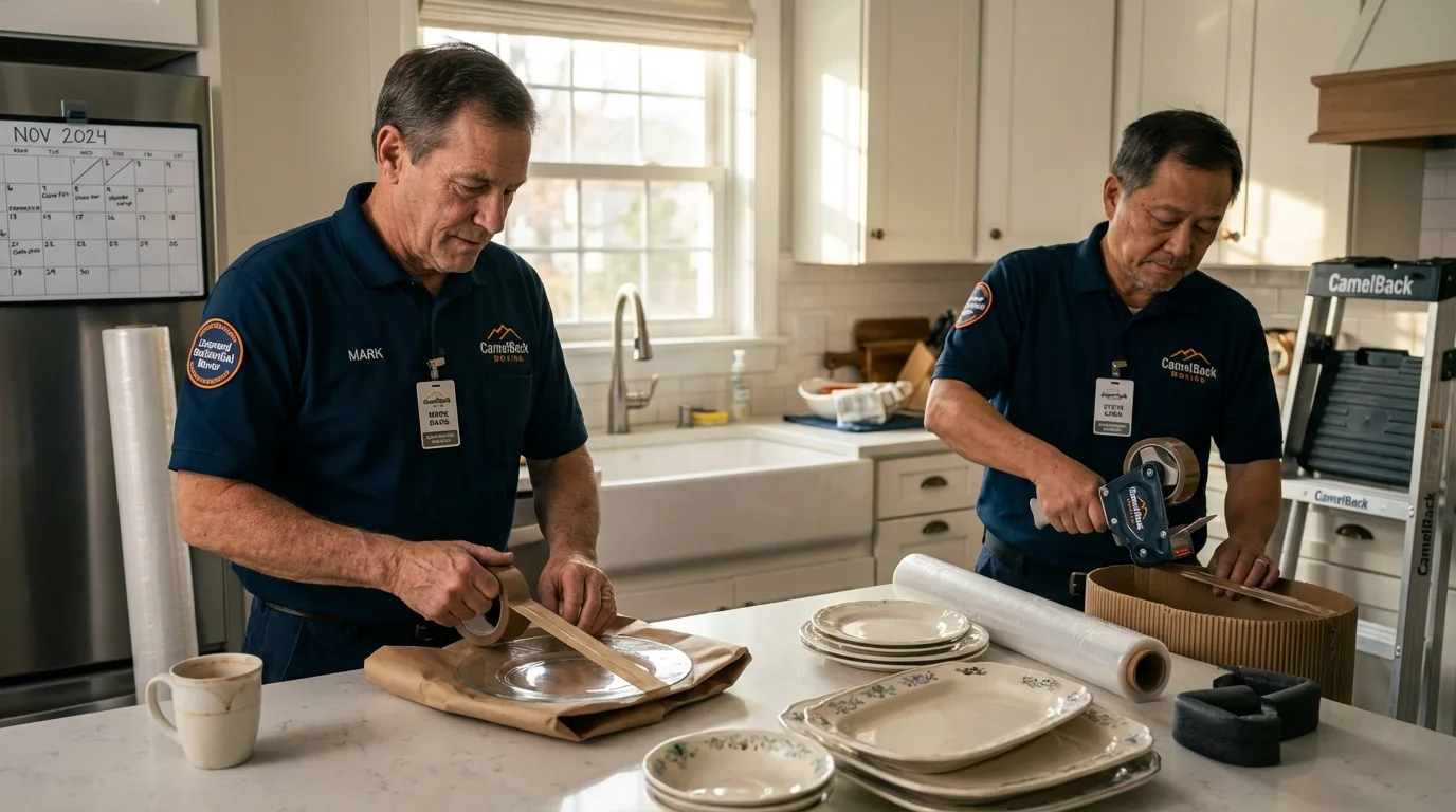 Professional crew packing kitchen dishware in Sumner, IL
